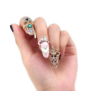 Rhinestone Trendy Finger Nail Cover Ring